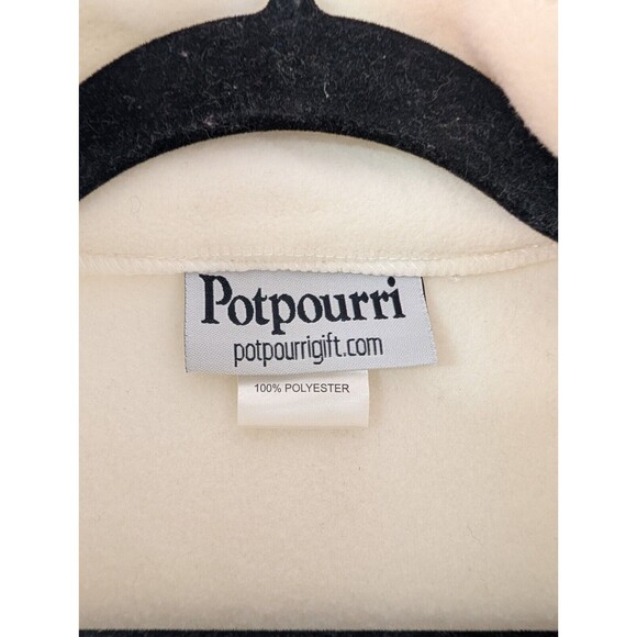 Potpourri White Fleece Zippered Vest Women Large Cute Embroidered Pink Poodle - Picture 6 of 10